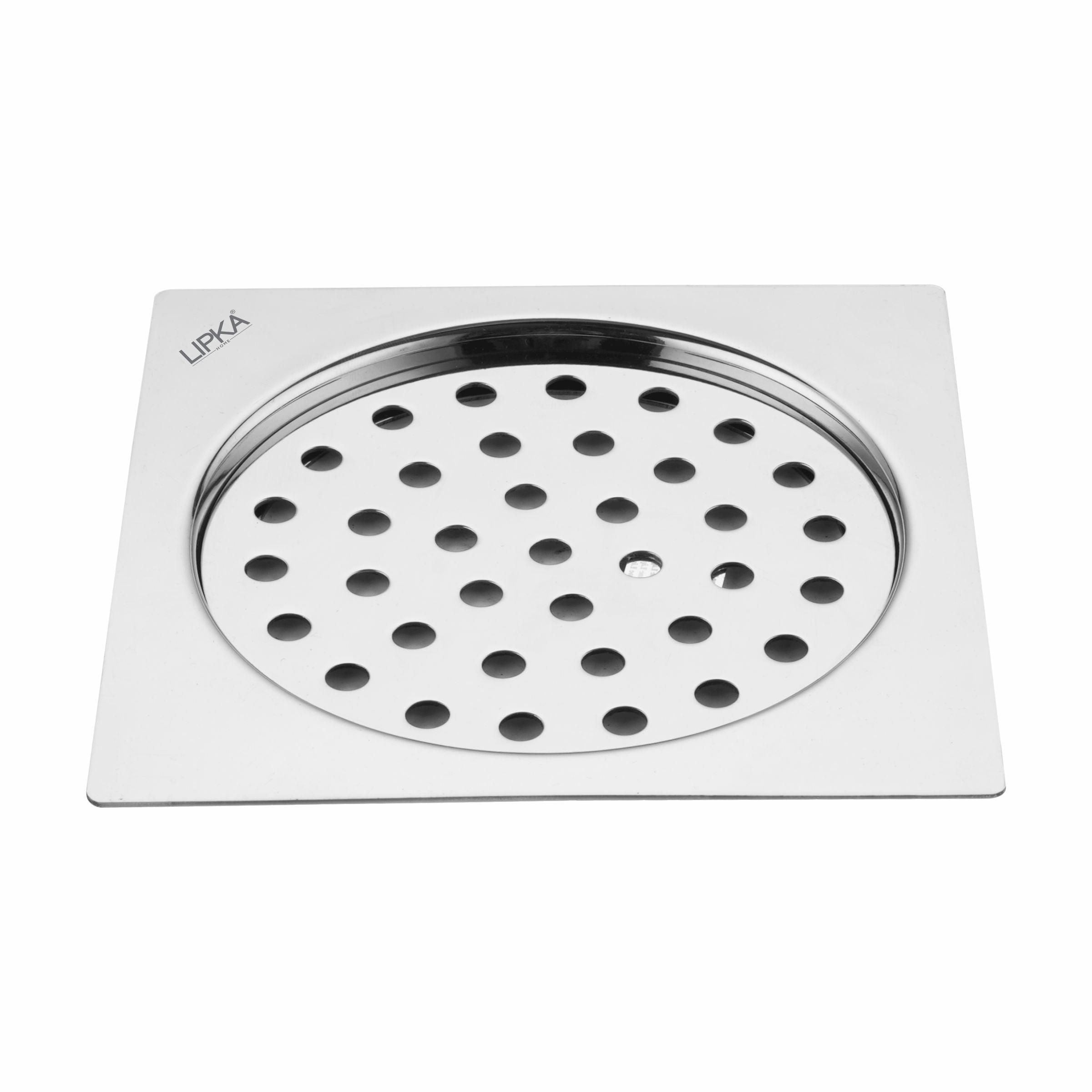 Eon Square Flat Cut Floor Drain with Plain Jali (6 x 6 Inches) - LIPKA - Lipka Home