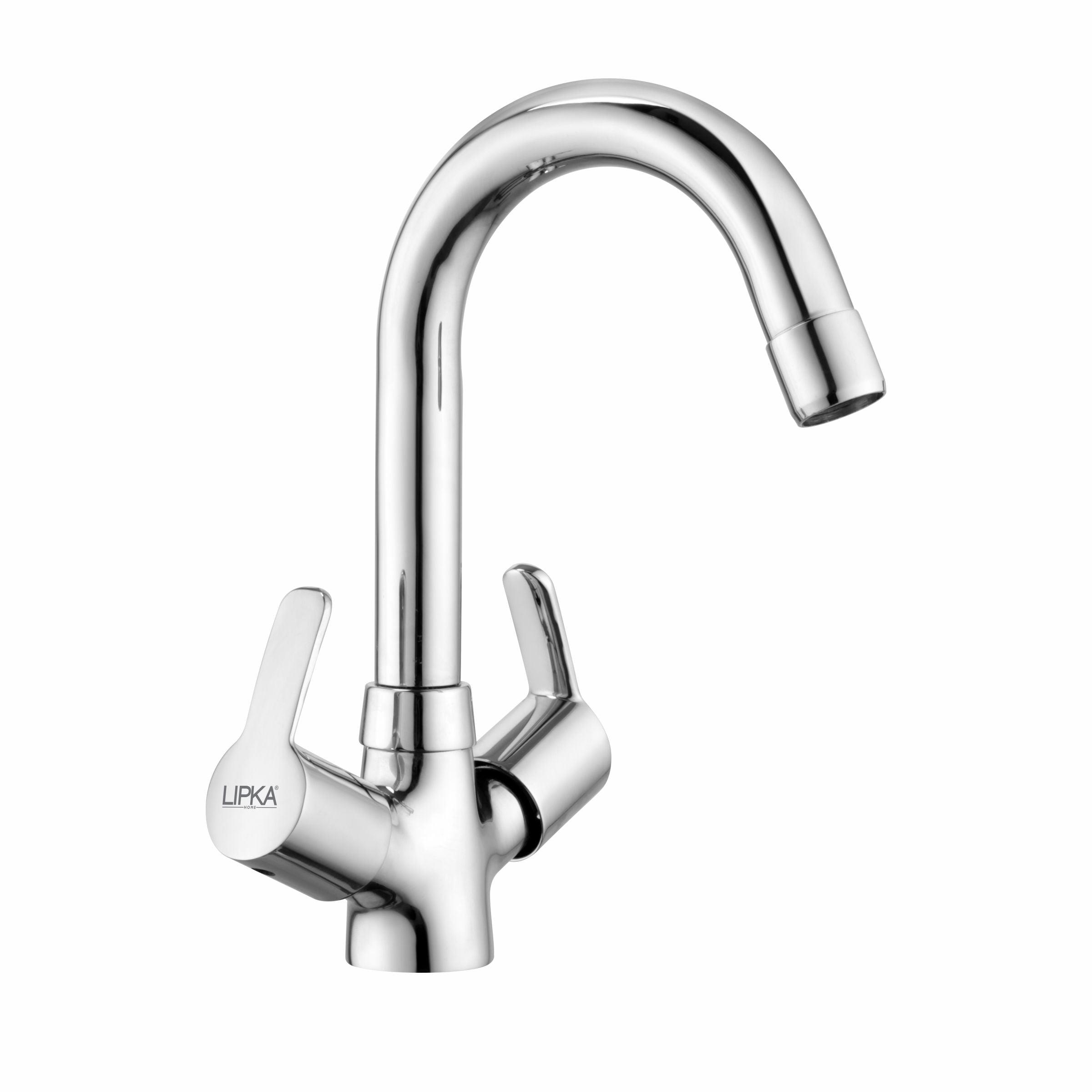 Frenk Centre Hole Basin Mixer Brass Faucet with Round Swivel Spout (15 Inches) - LIPKA - Lipka Home