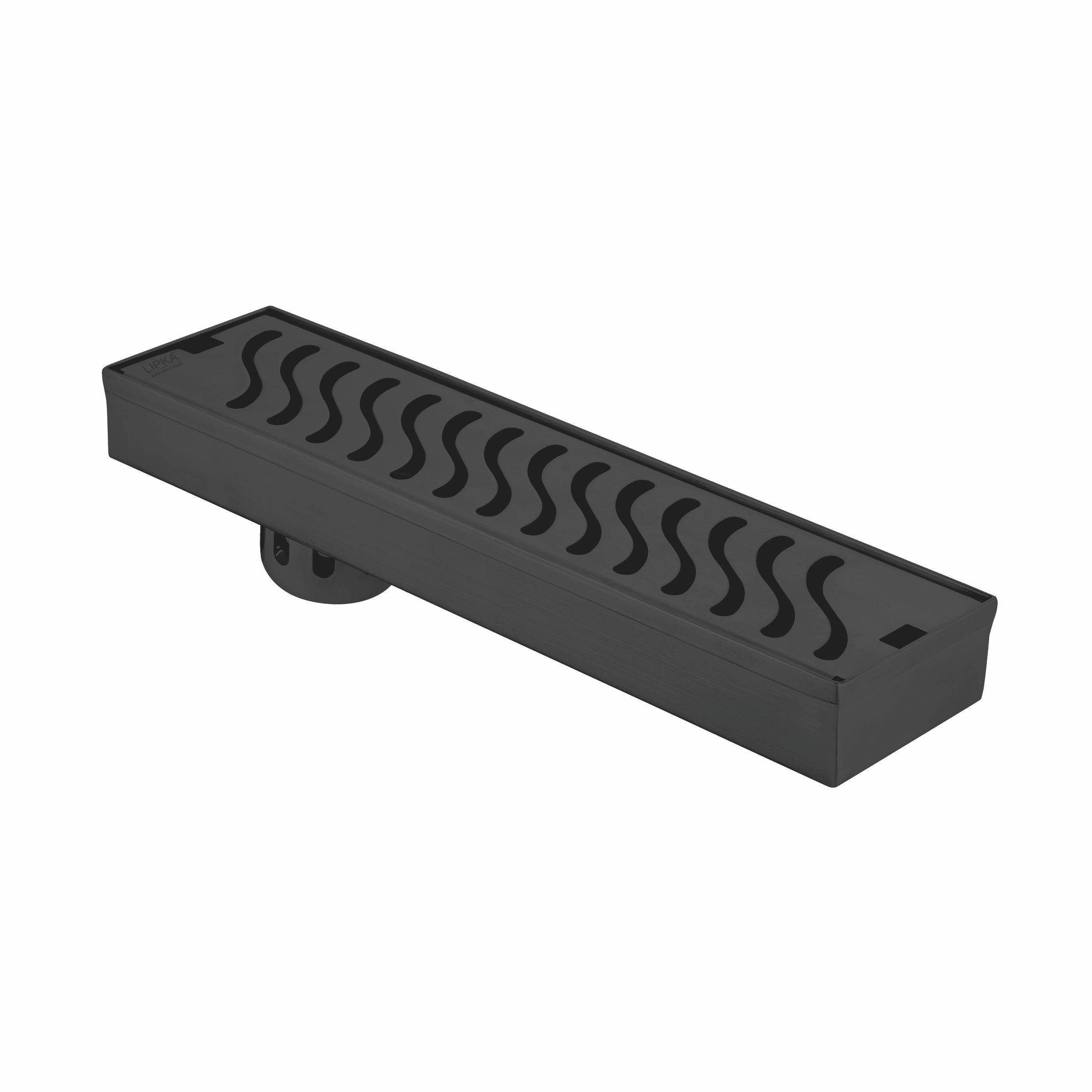Wave Shower Drain Channel - Black (24 x 3 Inches) 