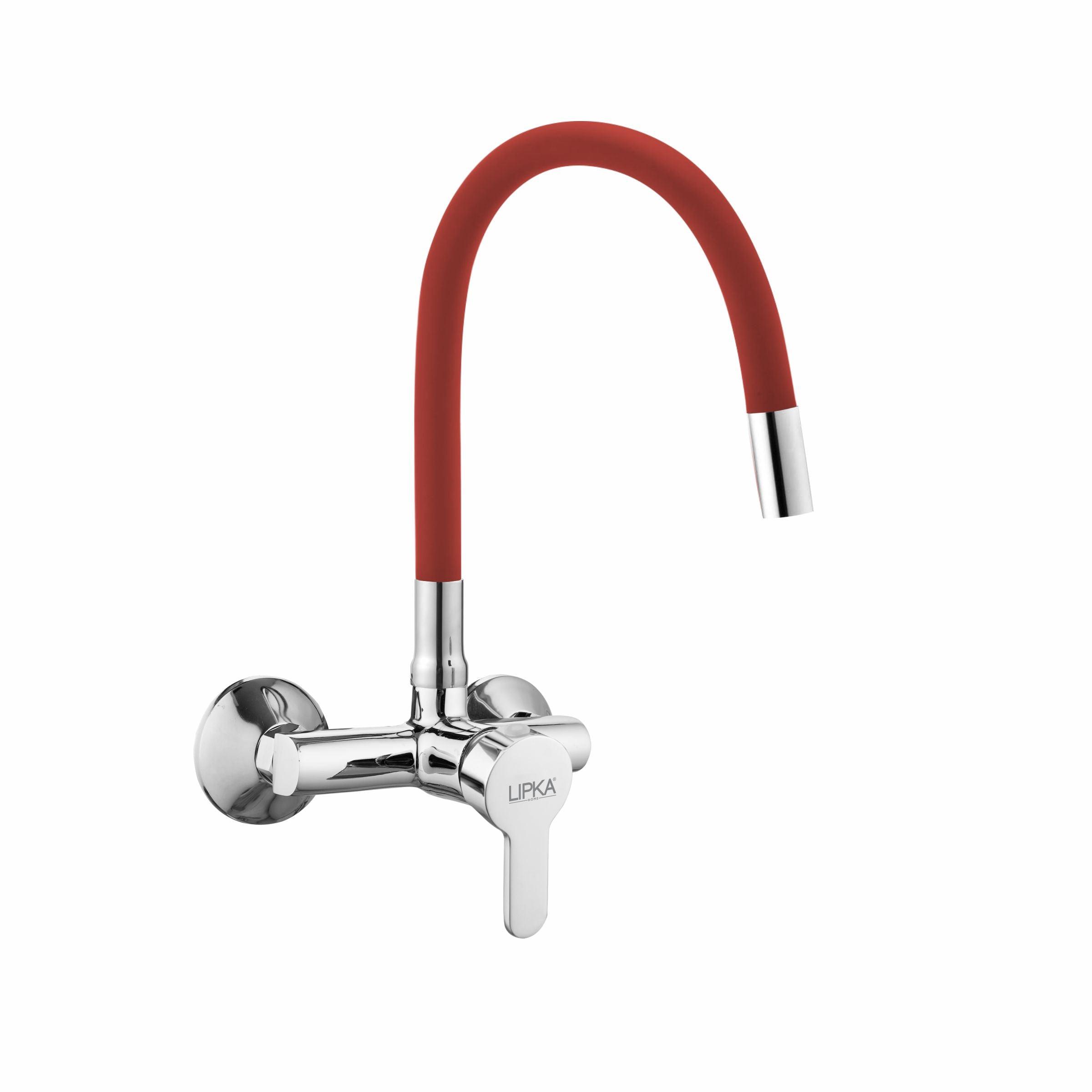 Virgo Single Lever Sink Mixer with Red Flexible Silicone Spout (20 Inches) - LIPKA - Lipka Home