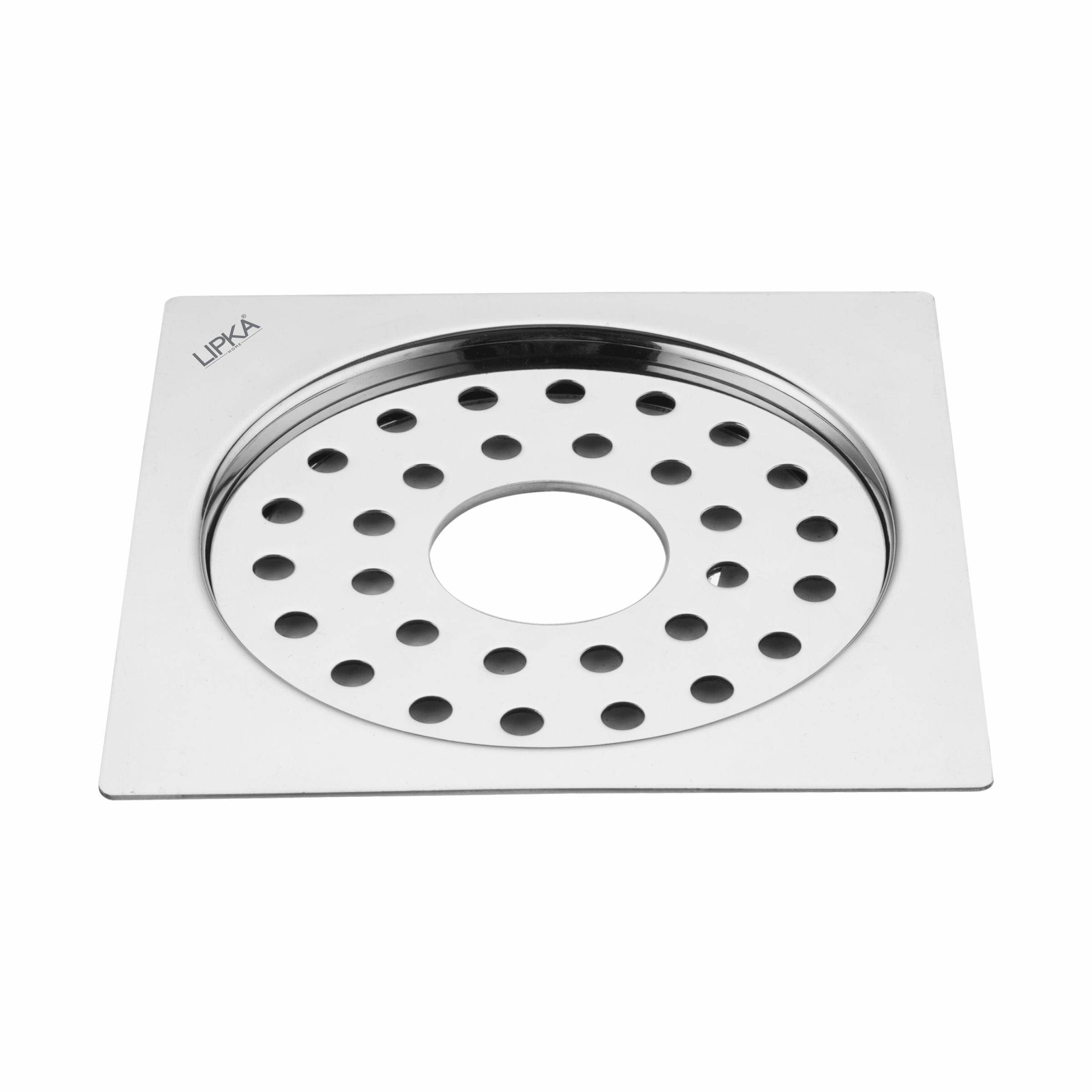 Eon Square Flat Cut Floor Drain with Plain Jali and Hole (5 x 5 Inches) - LIPKA - Lipka Home