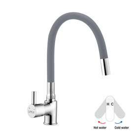 Kyron Single Lever Table Mount Sink Mixer Brass Faucet with Flexible Silicone Spout (Grey) - LIPKA - Lipka Home