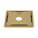 Yellow Exclusive Square Floor Drain in Yellow Gold PVD Coating (6 x 6 Inches) with Hole - LIPKA - Lipka Home