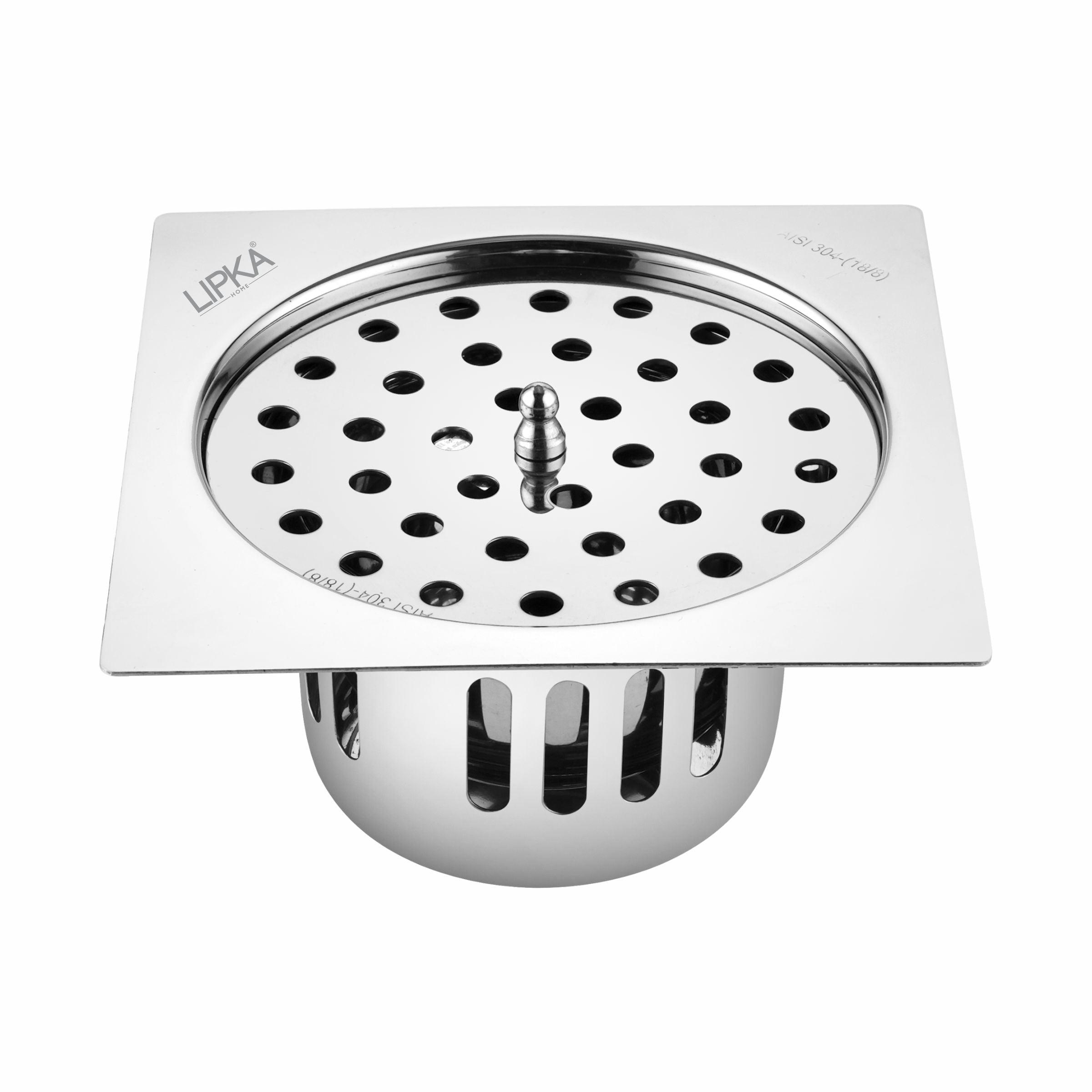 Square Flat Cut Floor Drain (5.5 x 5.5 Inches) with Lid and Cockroach Trap - LIPKA - Lipka Home
