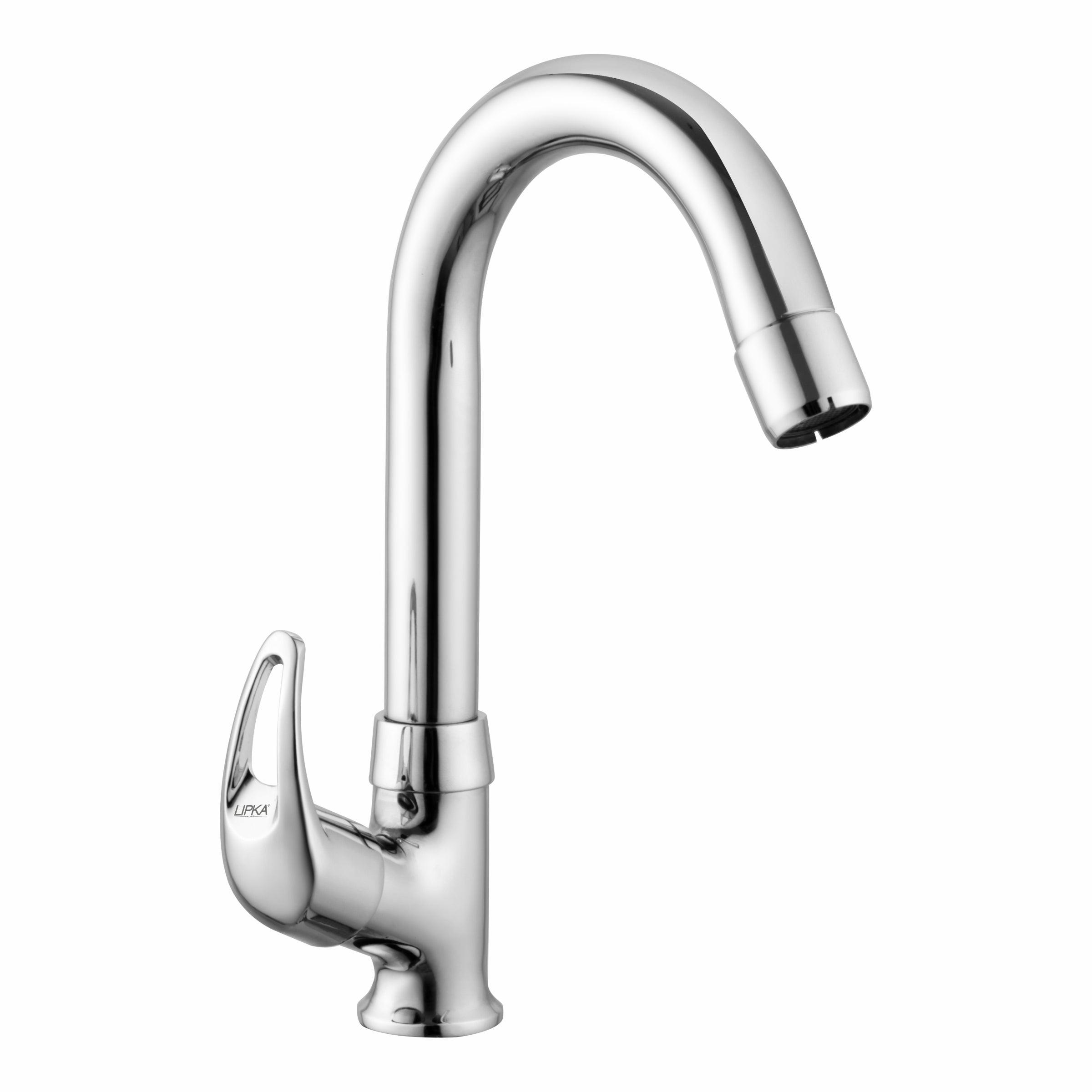 Pixel Swan Neck Brass Faucet with Round Swivel Spout (12 Inches) - LIPKA - Lipka Home