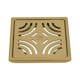 Purple Exclusive Square Floor Drain in Yellow Gold PVD Coating (6 x 6 Inches) - LIPKA - Lipka Home