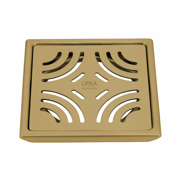 Purple Exclusive Square Floor Drain in Yellow Gold PVD Coating (6 x 6 Inches) - LIPKA - Lipka Home