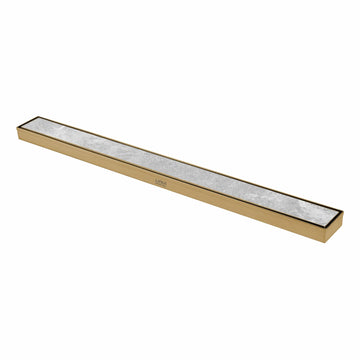 Marble Insert Shower Drain Channel - Yellow Gold (40 x 2 Inches) - LIPKA - Lipka Home