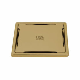 Yellow Exclusive Square Floor Drain in Yellow Gold PVD Coating (6 x 6 Inches) - LIPKA - Lipka Home