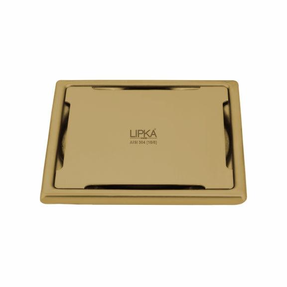 Yellow Exclusive Square Floor Drain in Yellow Gold PVD Coating (6 x 6 Inches) - LIPKA - Lipka Home