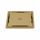 Yellow Exclusive Square Floor Drain in Yellow Gold PVD Coating (6 x 6 Inches) - LIPKA