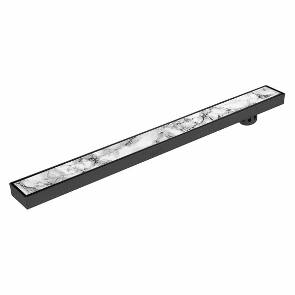 Marble Insert Shower Drain Channel - Black (40 x 3 Inches) - LIPKA - Lipka Home