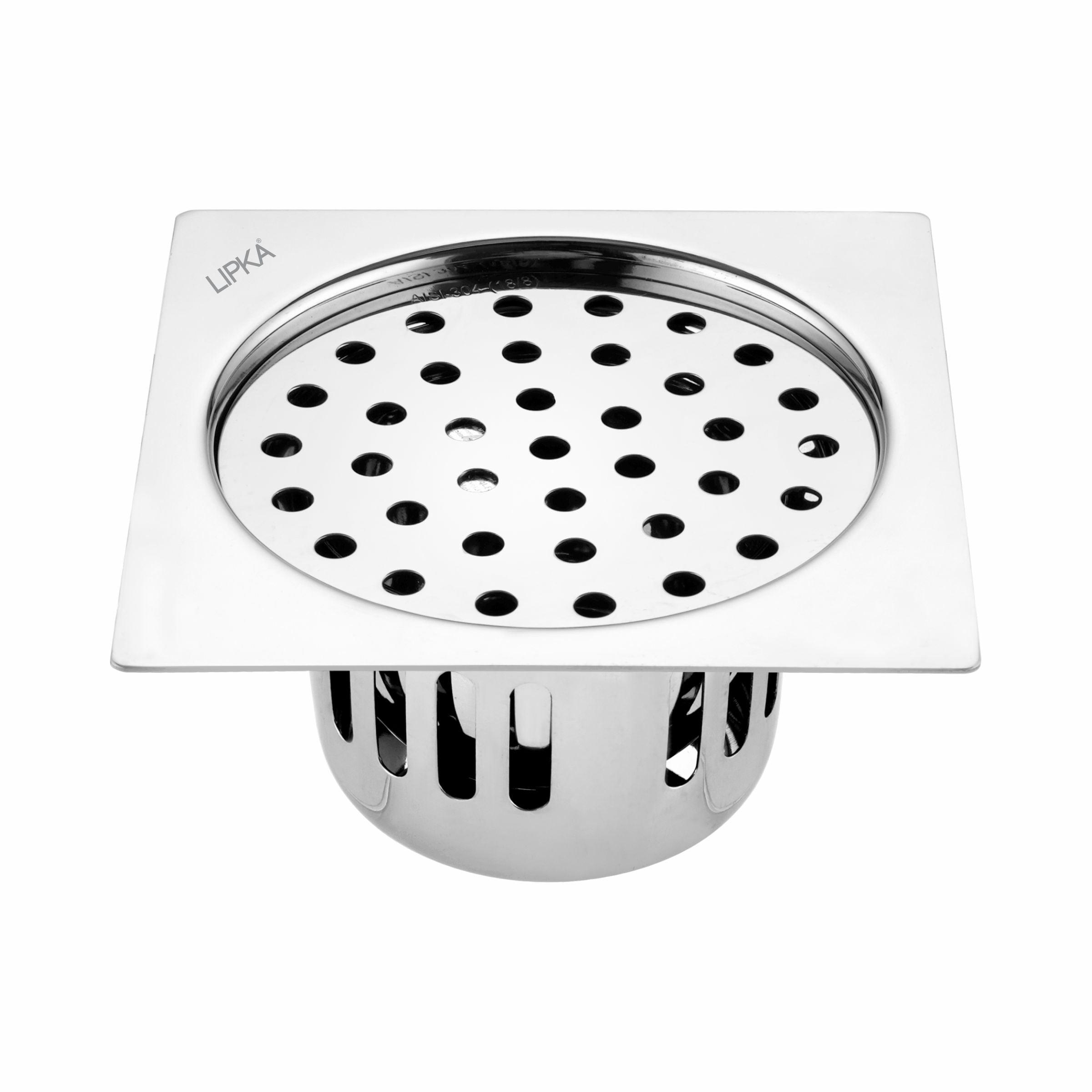 Square Flat Cut Floor Drain (5.5 x 5.5 Inches) with Cockroach Trap - LIPKA - Lipka Home