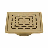 Orange Exclusive Square Floor Drain in Yellow Gold PVD Coating (5 x 5 Inches) with Cockroach Trap - LIPKA