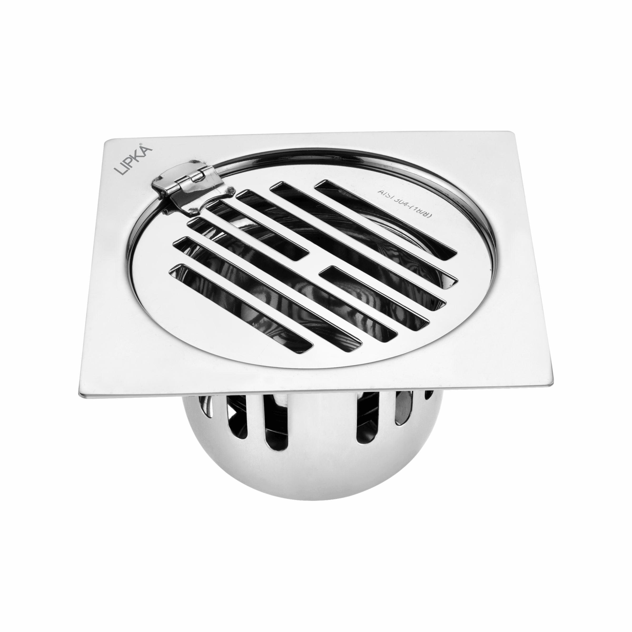 Golden Classic Jali Square Flat Cut Floor Drain (6 x 6 Inches) with Hinge and Cockroach Trap - LIPKA - Lipka Home