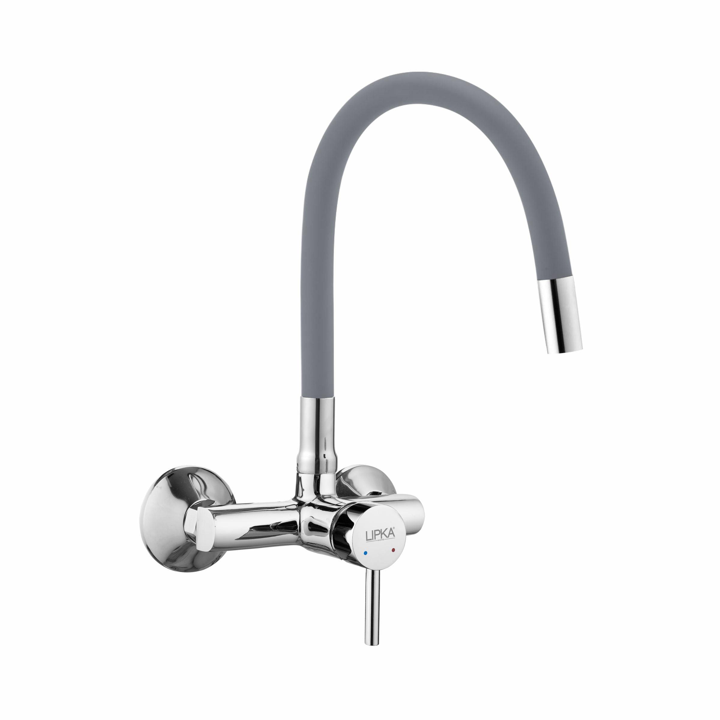 Kyron Single Lever Sink Mixer with Grey Flexible Silicone Spout (20 Inches) - LIPKA - Lipka Home