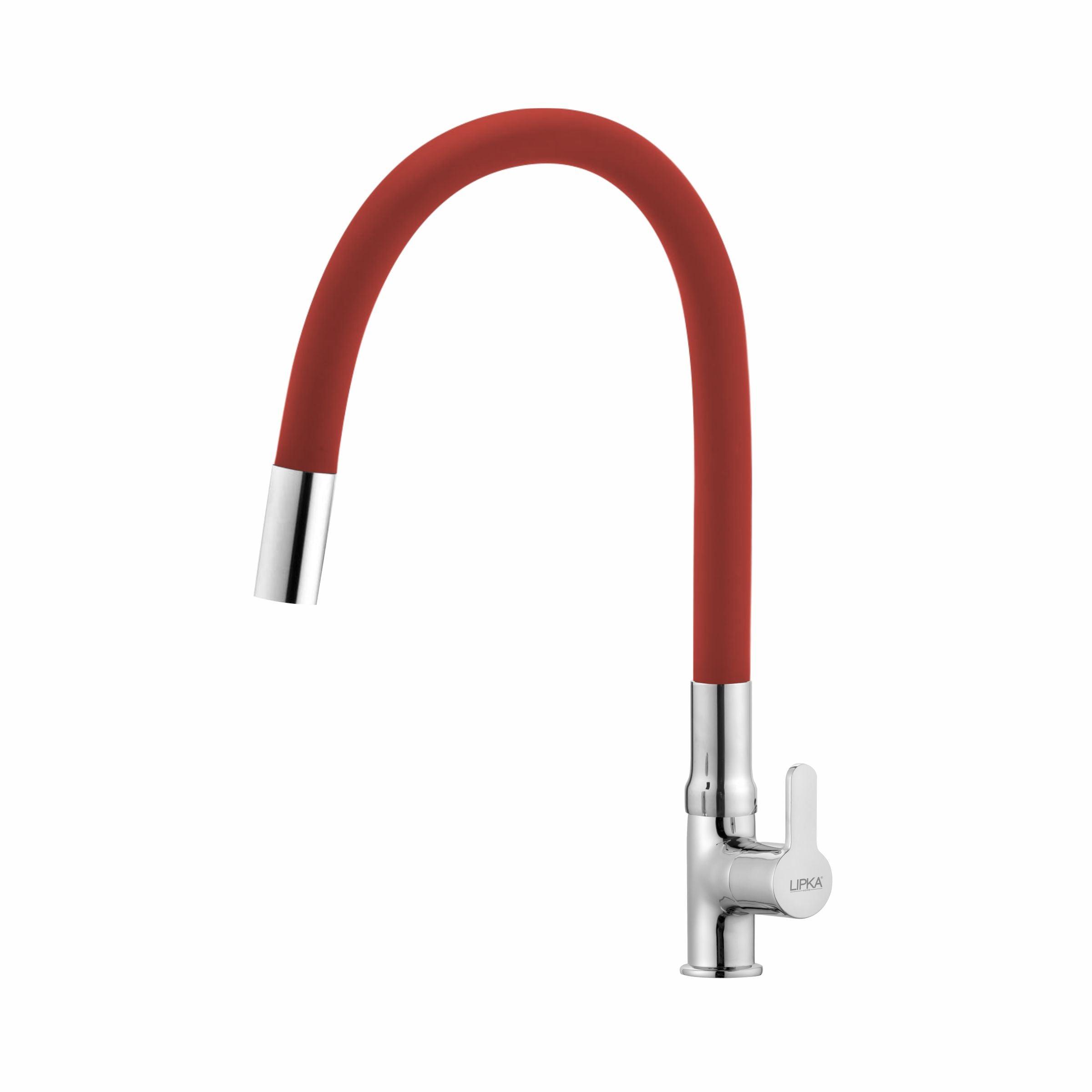 Fusion Swan Neck Brass Faucet with Flexible Silicone Spout (Red) - LIPKA - Lipka Home