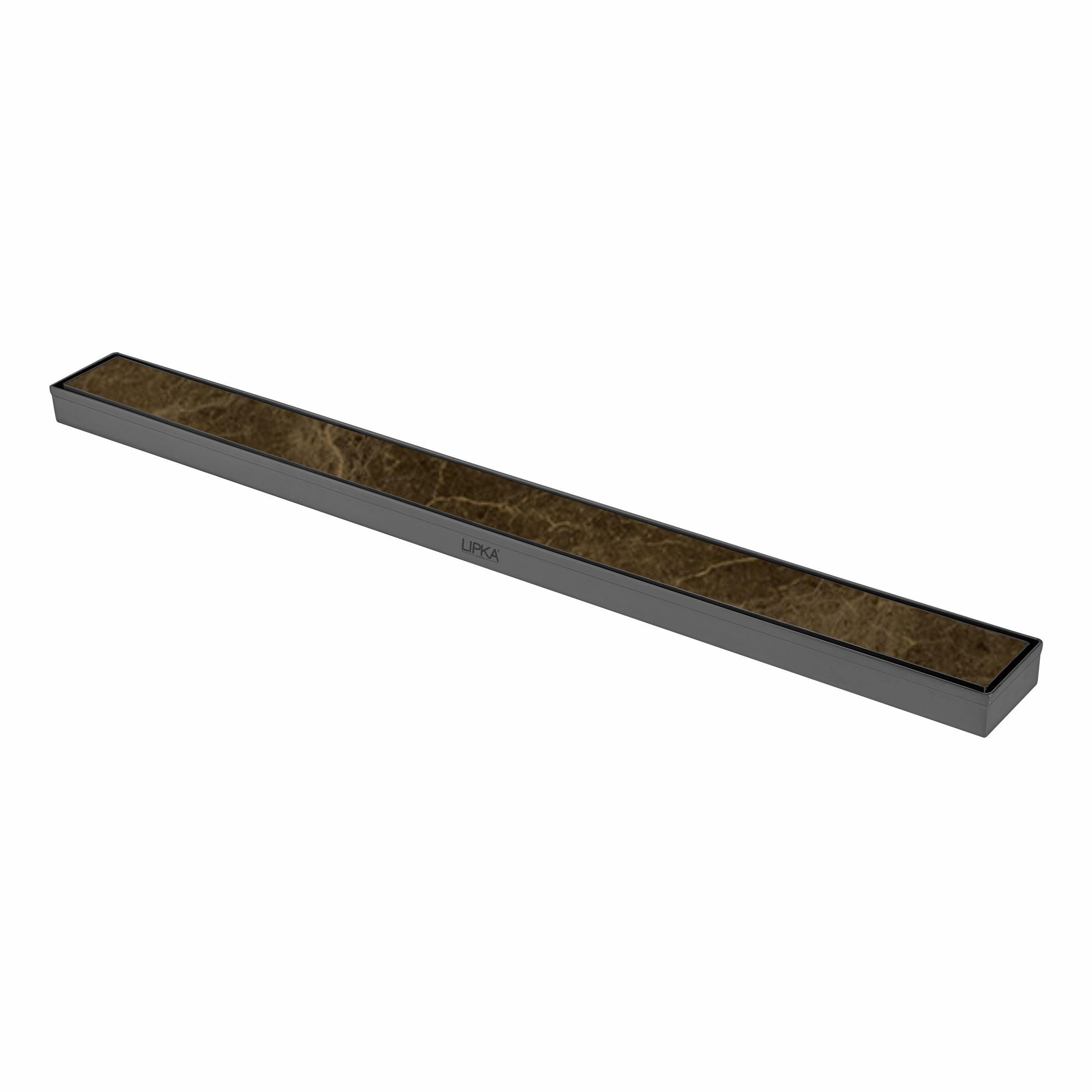 Marble Insert Shower Drain Channel - Black (40 x 2 Inches) - LIPKA - Lipka Home