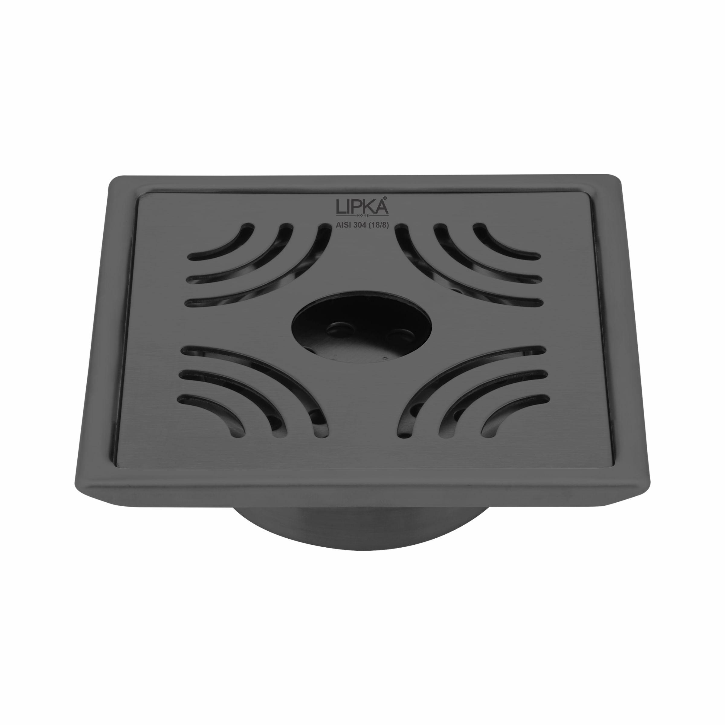 Purple Exclusive Square Floor Drain in Black PVD Coating (6 x 6 Inches) with Hole & Cockroach Trap