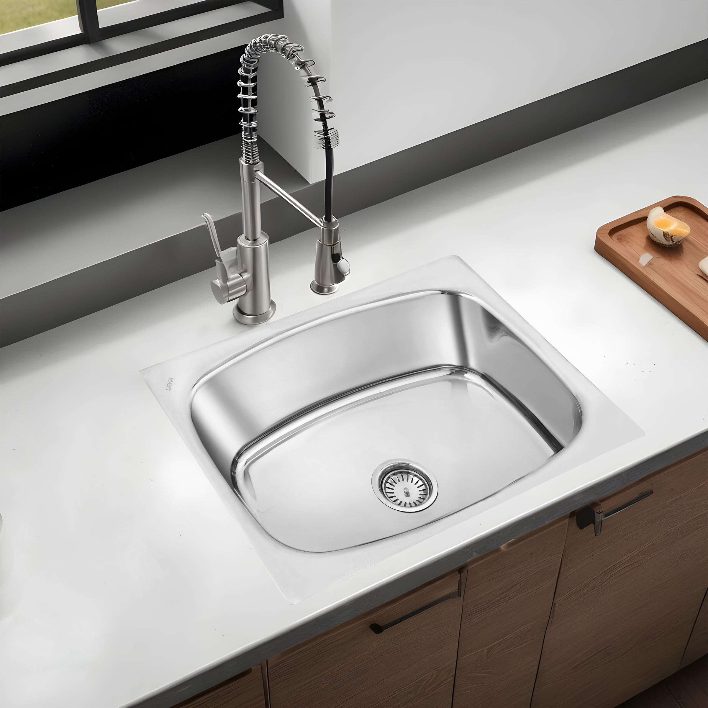 Square Single Bowl 304-Grade Kitchen Sink (26 x 20 x 9 Inches) - LIPKA Lifestyle 