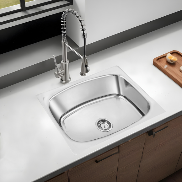 Round Single Bowl Kitchen Sink (24 x 18 x 9 Inches) - LIPKA - Lipka Home