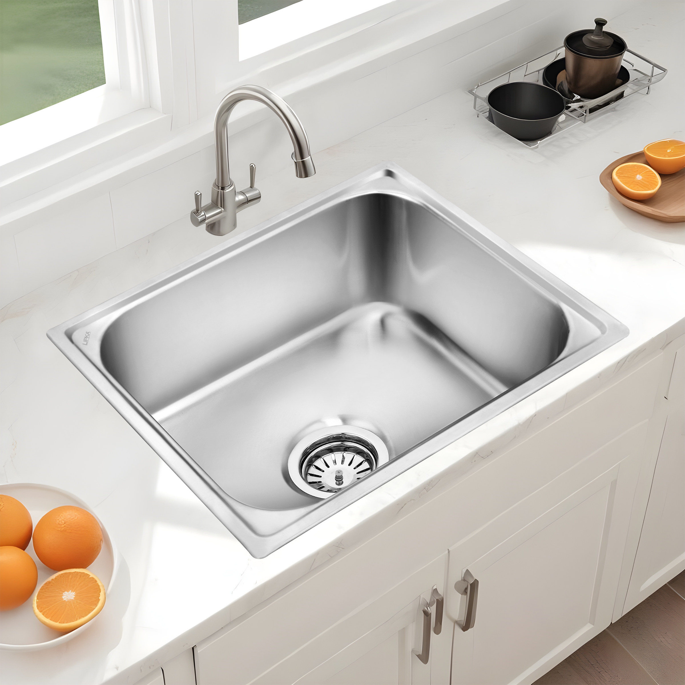 Square Single Bowl 304-Grade Kitchen Sink (27 x 21 x 9 Inches) - LIPKA Lifestyle