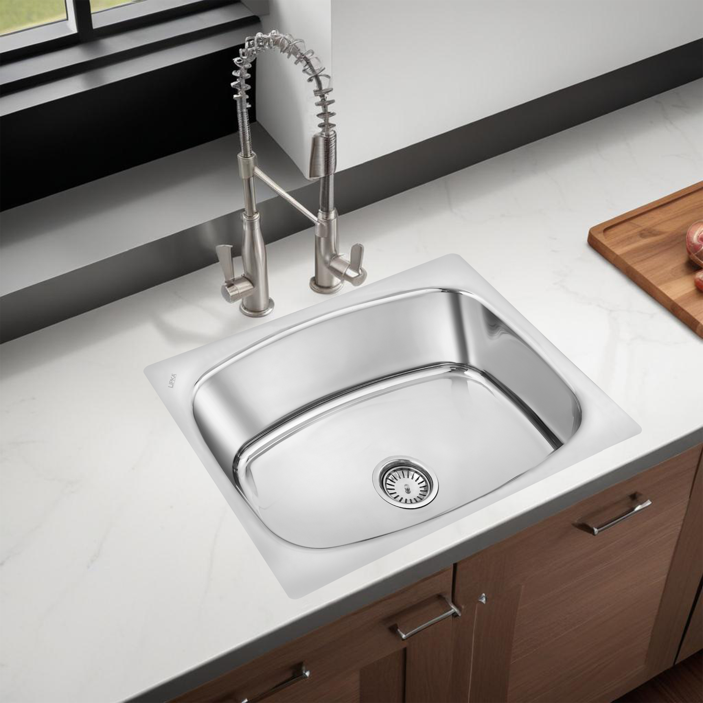 Square Single Bowl 304-Grade Kitchen Sink (26 x 20 x 9 Inches) - LIPKA Lifestyle