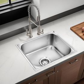 Square Single Bowl 304-Grade Kitchen Sink (26 x 20 x 9 Inches) - LIPKA - Lipka Home