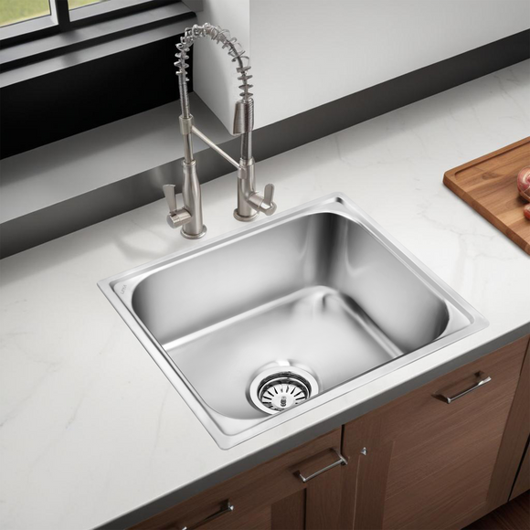 Square Single Bowl 304-Grade Kitchen Sink (26 x 20 x 9 Inches) - LIPKA - Lipka Home