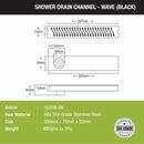 Wave Shower Drain Channel - Black (12 x 3 Inches) - LIPKA - Lipka Home
