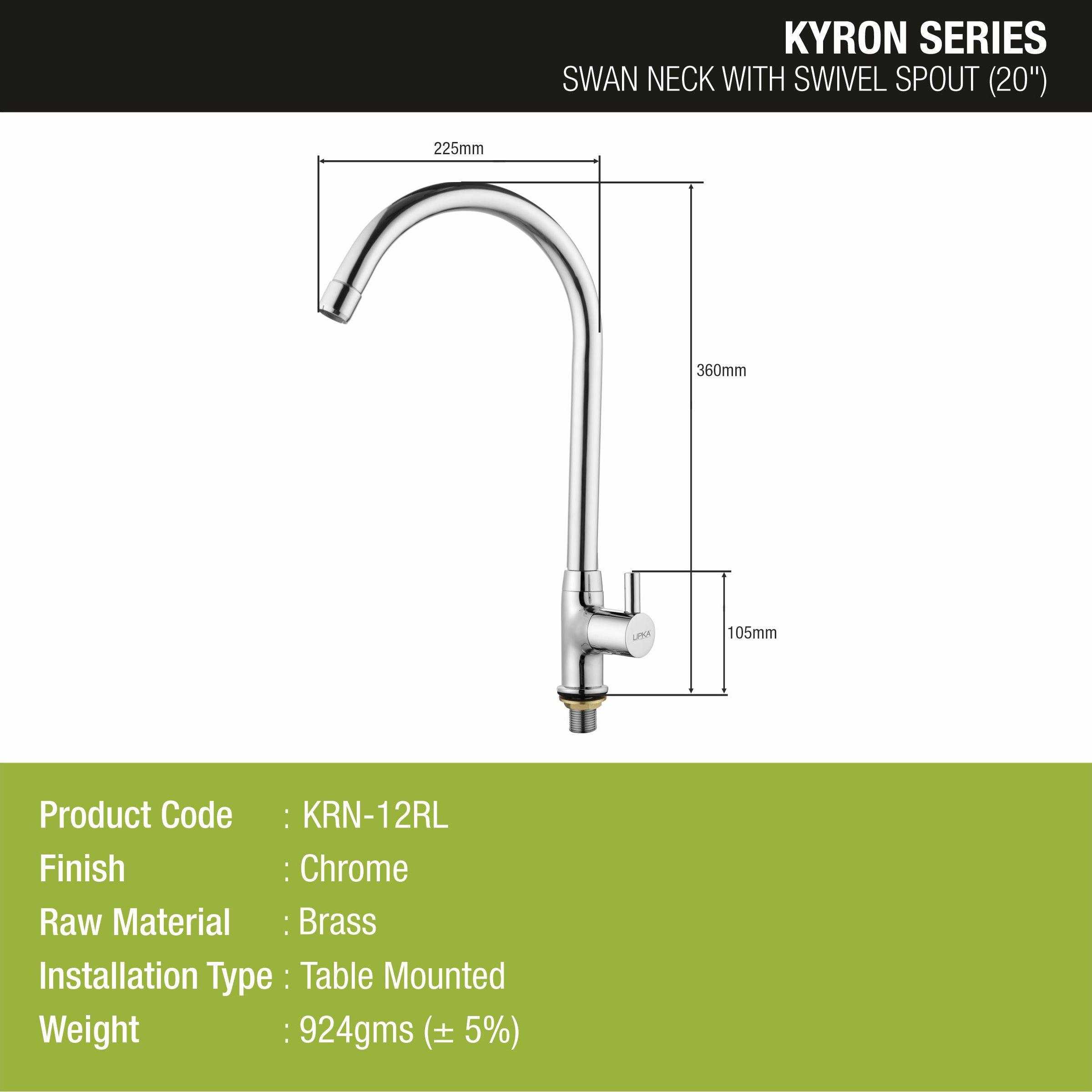 Kyron Swan Neck Brass Faucet with Round Swivel Spout (20 Inches) - LIPKA - Lipka Home