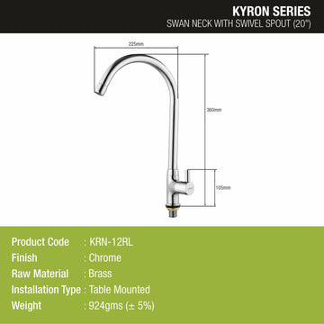 Kyron Swan Neck Brass Faucet with Round Swivel Spout (20 Inches) - LIPKA - Lipka Home