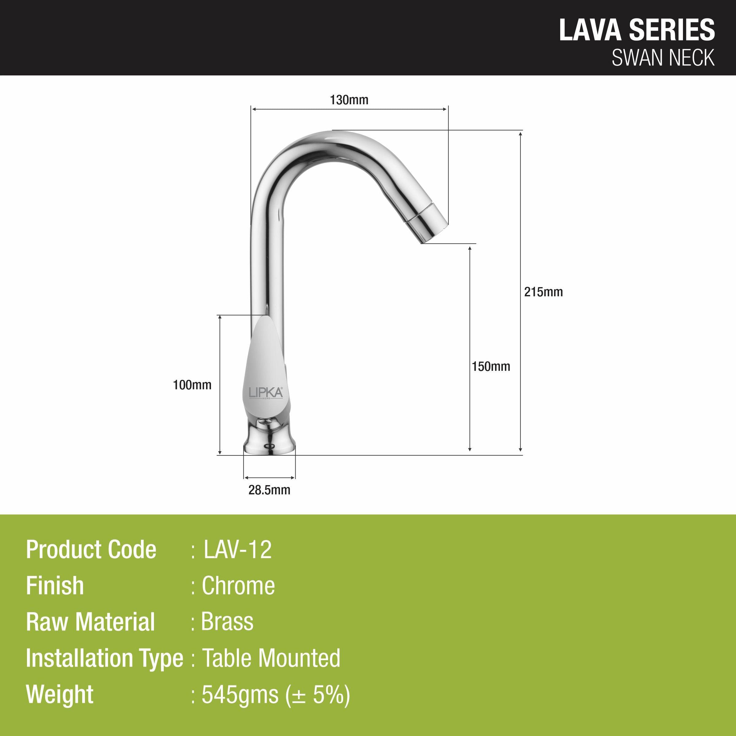 Lava Swan Neck with Swivel Spout (12 Inches) Brass Faucet - LIPKA - Lipka Home