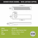 Wave Shower Drain Channel - Antique Copper (18 x 3 Inches) - LIPKA - Lipka Home