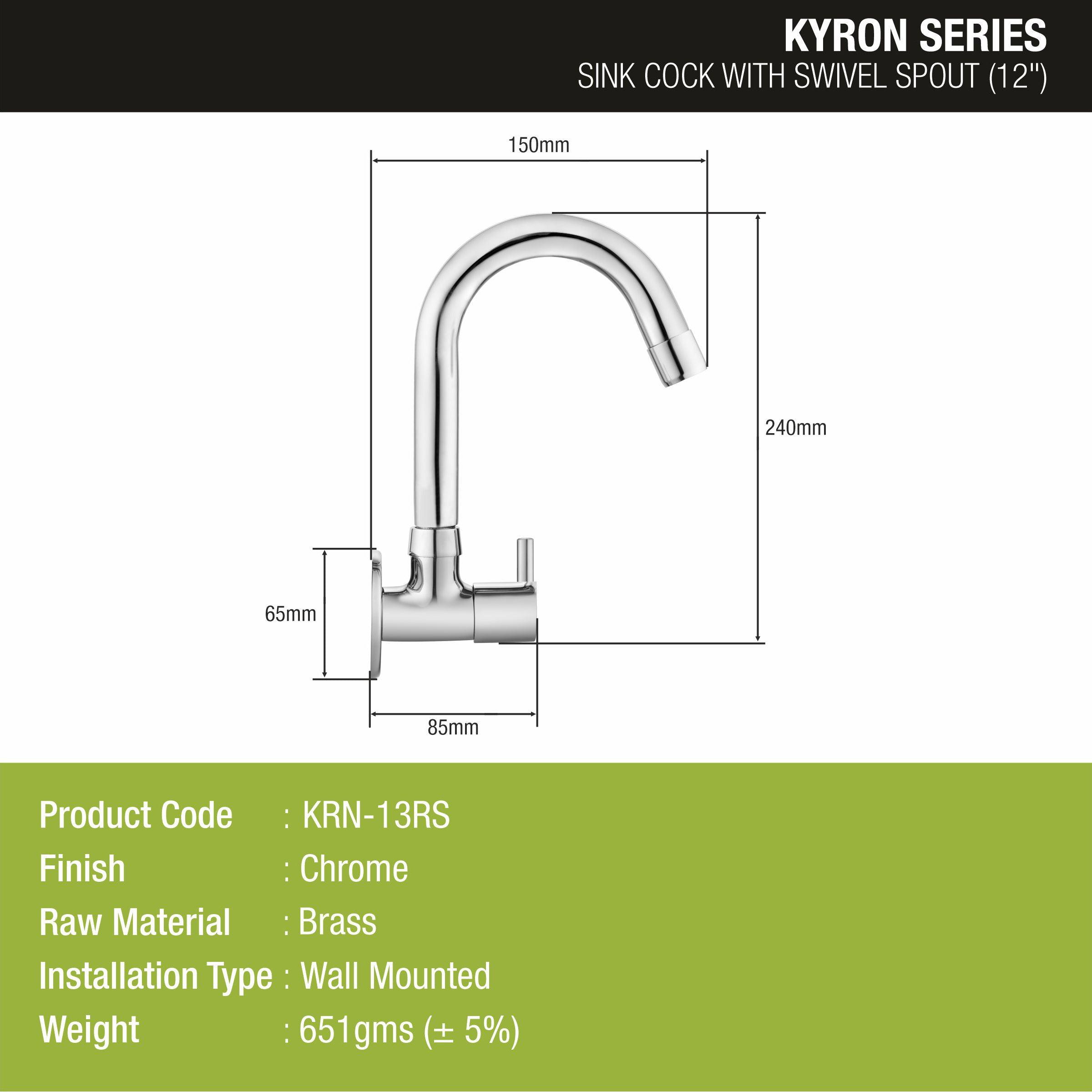 Kyron Sink Tap Brass Faucet with Round Swivel Spout (12 Inches) - LIPKA - Lipka Home