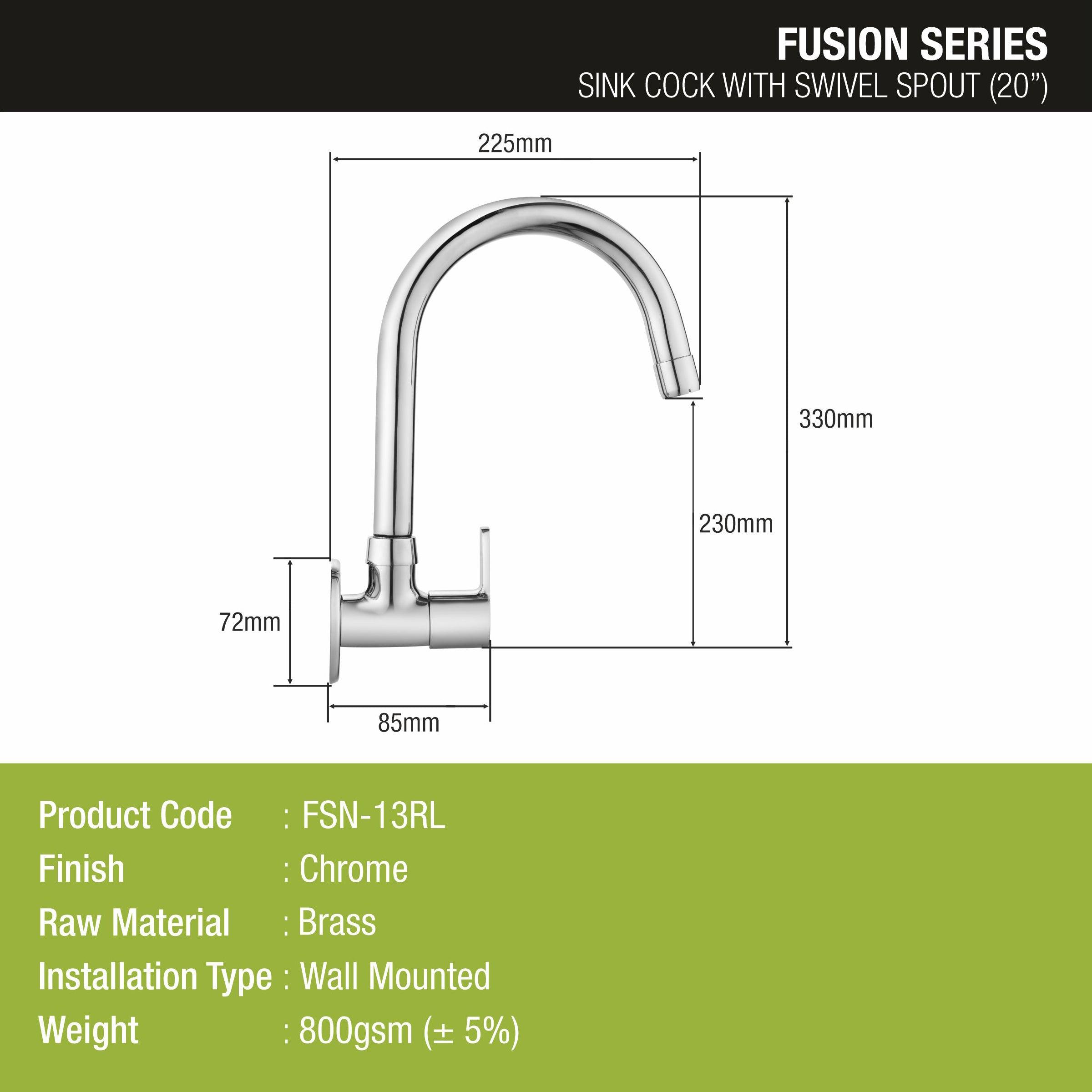 Fusion Sink Tap Brass Faucet with Round Swivel Spout (20 Inches) - LIPKA - Lipka Home