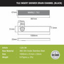 Tile Insert Shower Drain Channel - Black (40 x 2 Inches) - LIPKA - Lipka Home