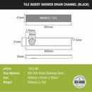 Tile Insert Shower Drain Channel - Black (24 x 2 Inches) - LIPKA - Lipka Home