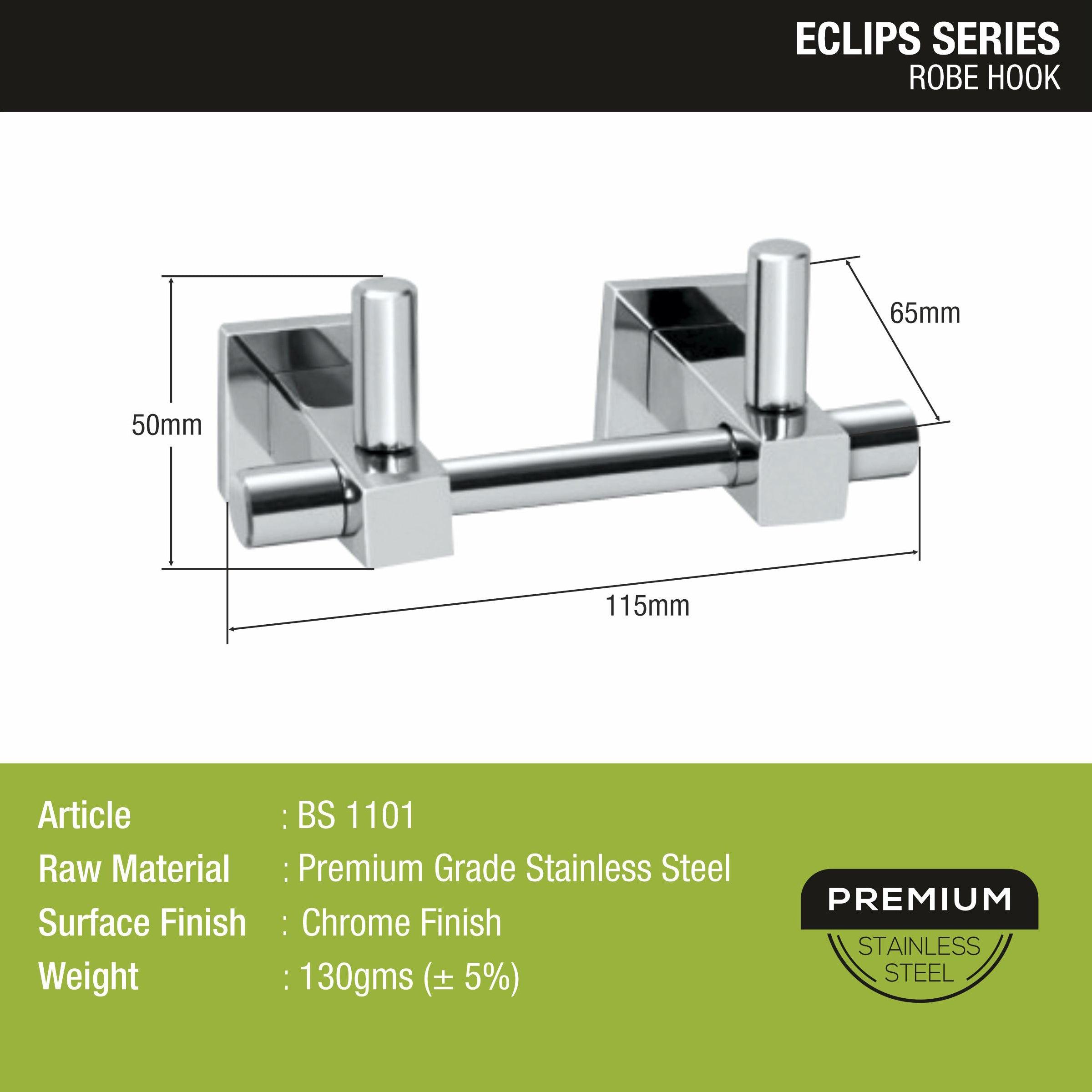 Eclipse Robe Hook size and dimension