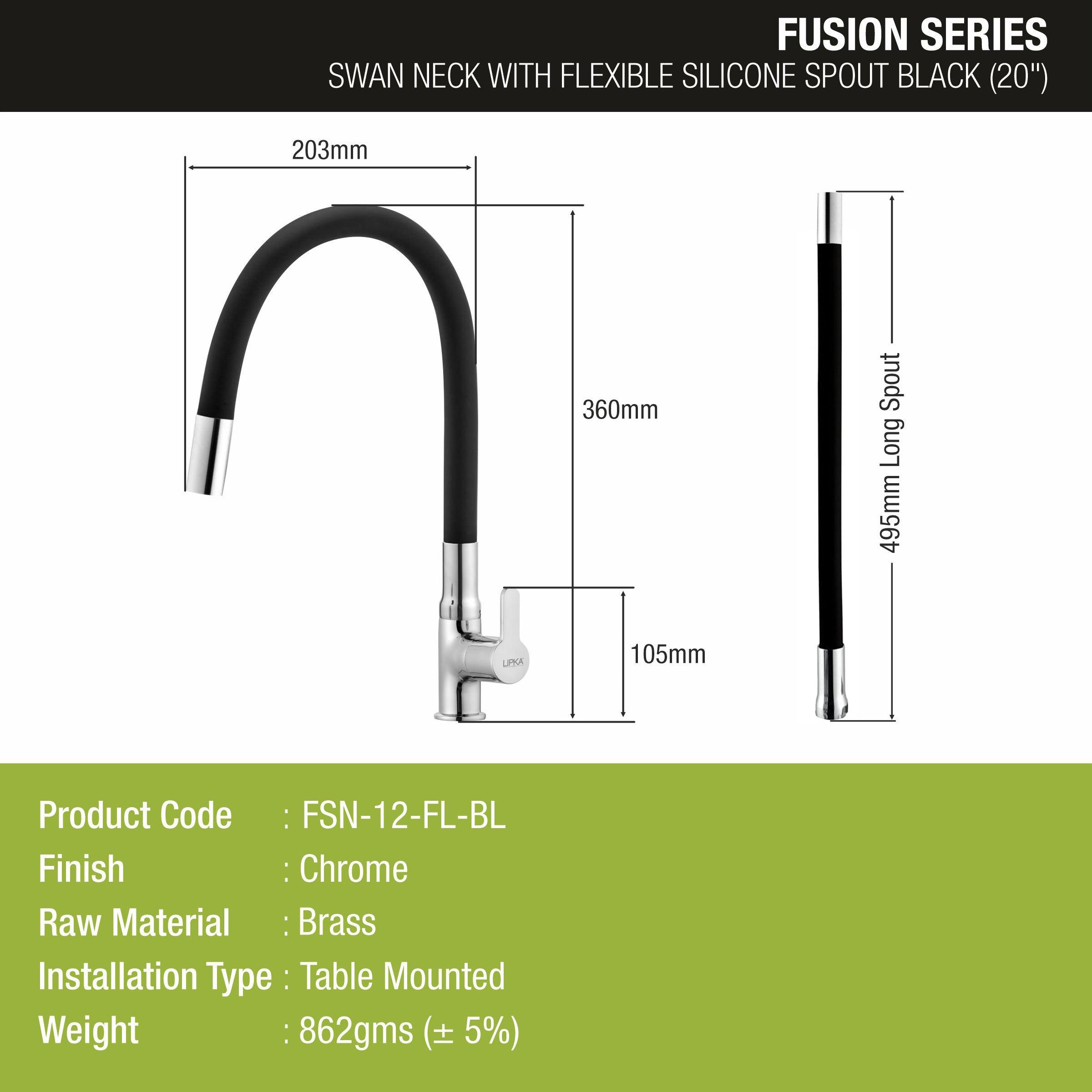 Fusion Swan Neck Brass Faucet with Flexible Silicone Spout (Black) - LIPKA - Lipka Home