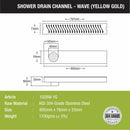 Wave Shower Drain Channel - Yellow Gold (32 x 3 Inches) - LIPKA - Lipka Home