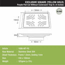 Purple Exclusive Square Flat Cut Floor Drain in Yellow Gold PVD Coating (6 x 6 Inches) - LIPKA - Lipka Home