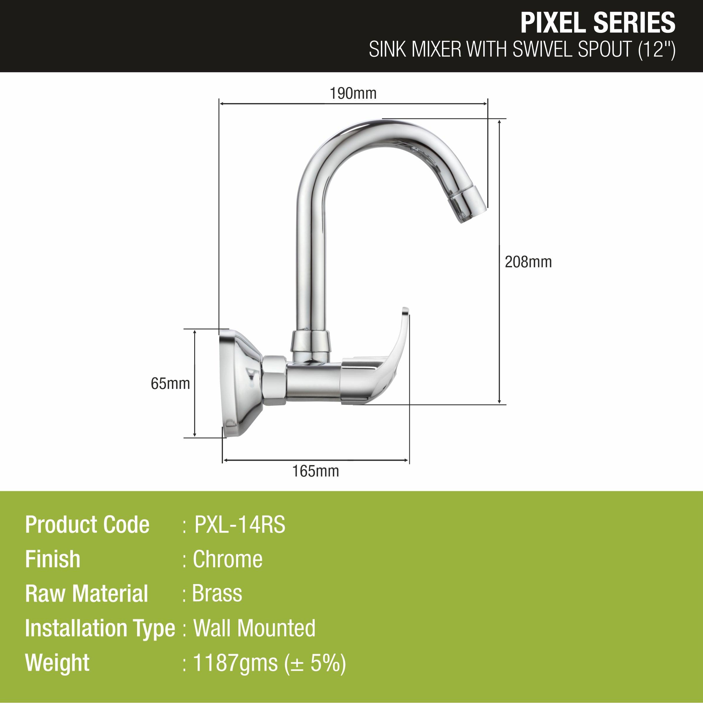 Pixel Sink Mixer Brass Faucet with Round Swivel Spout (12 Inches) - LIPKA - Lipka Home