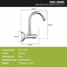 Pixel Sink Mixer Brass Faucet with Round Swivel Spout (12 Inches) - LIPKA - Lipka Home