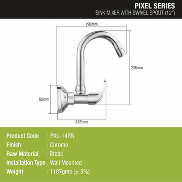 Pixel Sink Mixer Brass Faucet with Round Swivel Spout (12 Inches) - LIPKA - Lipka Home