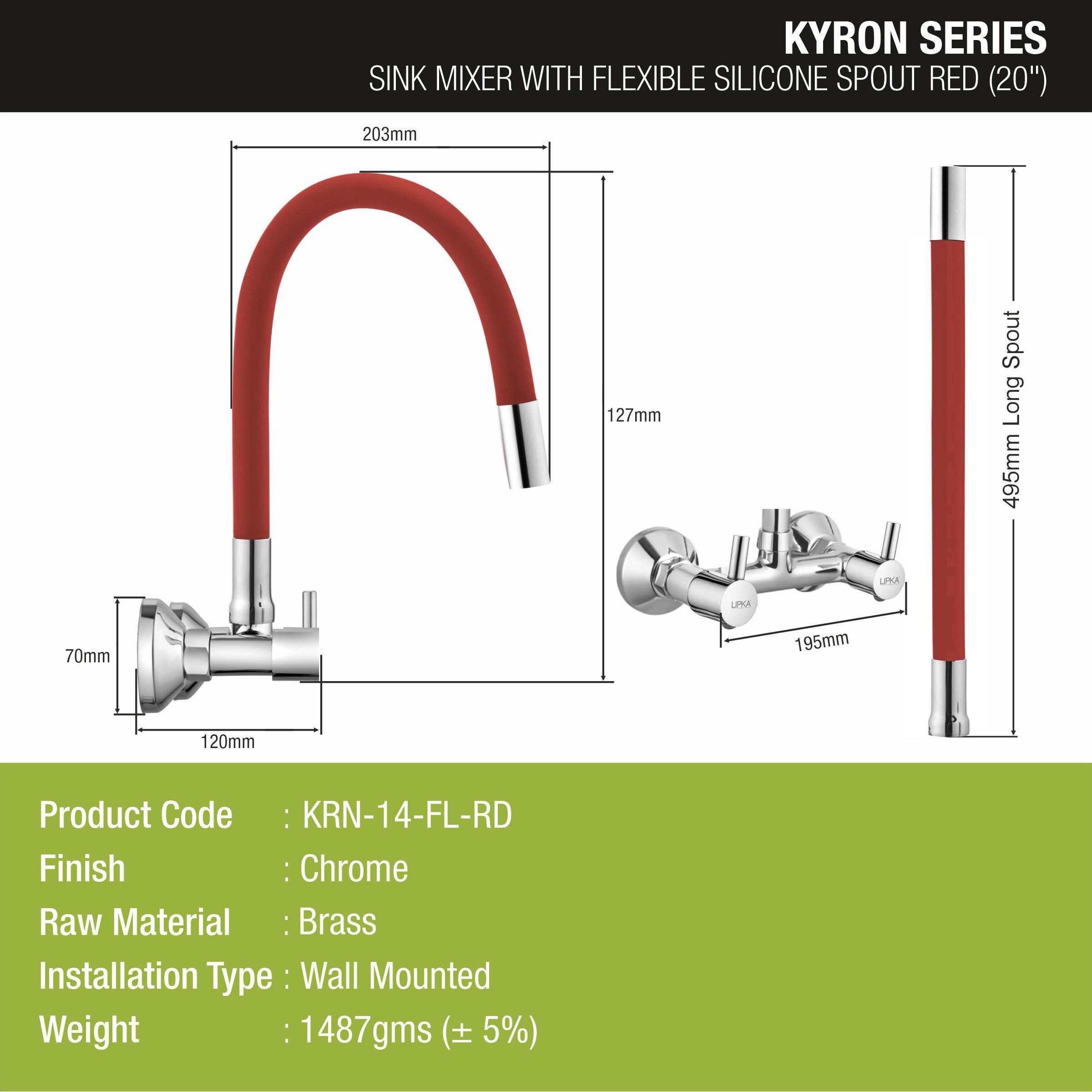 Kyron Sink Mixer Brass Faucet with Flexible Silicone Spout (Red) - LIPKA - Lipka Home