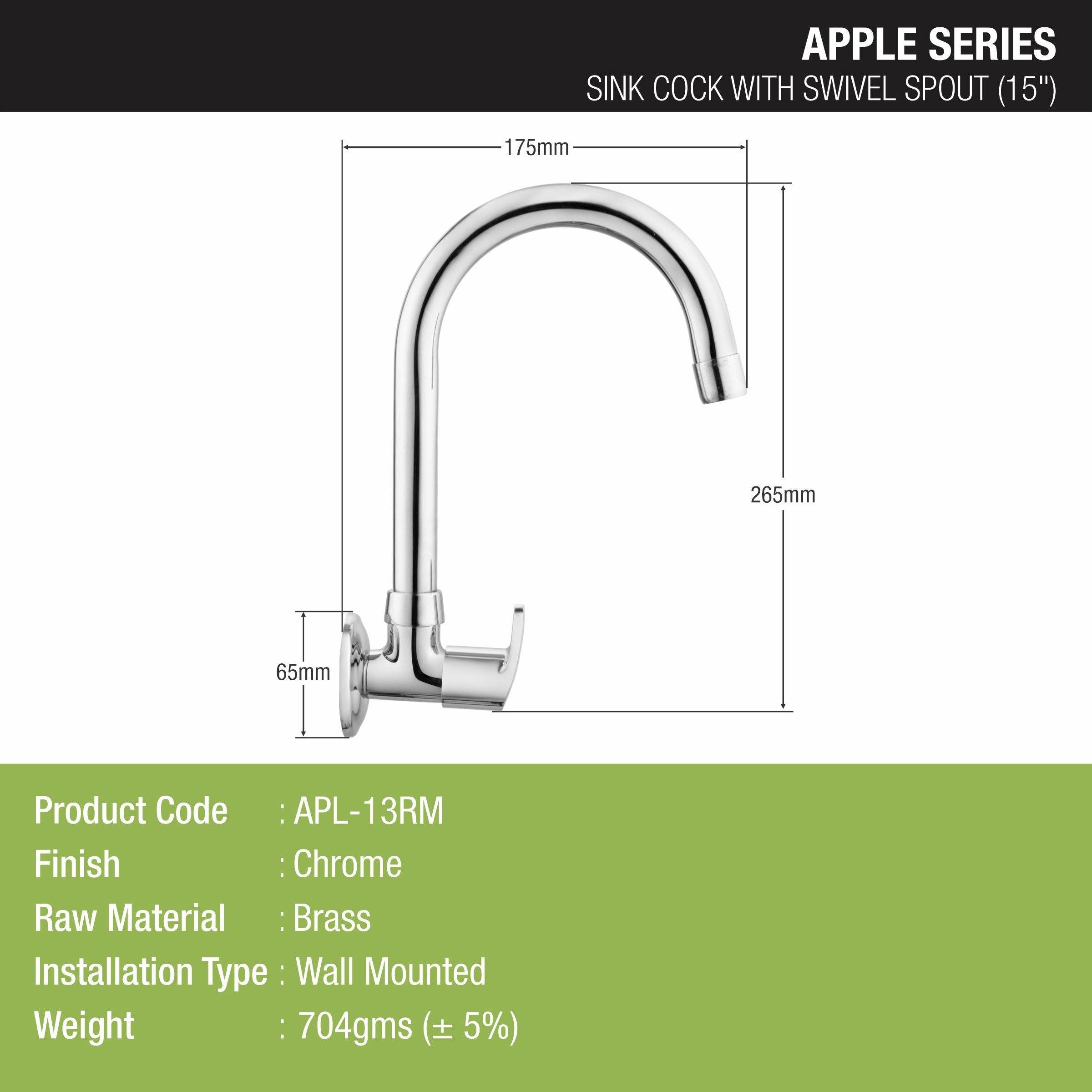 Apple Sink Tap Brass Faucet with Round Swivel Spout (15 Inches) - LIPKA - Lipka Home