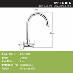 Apple Sink Tap Brass Faucet with Round Swivel Spout (15 Inches) - LIPKA - Lipka Home