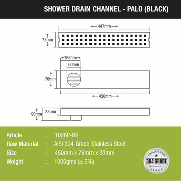 Palo Shower Drain Channel -Black (18 x 3 Inches) - LIPKA - Lipka Home