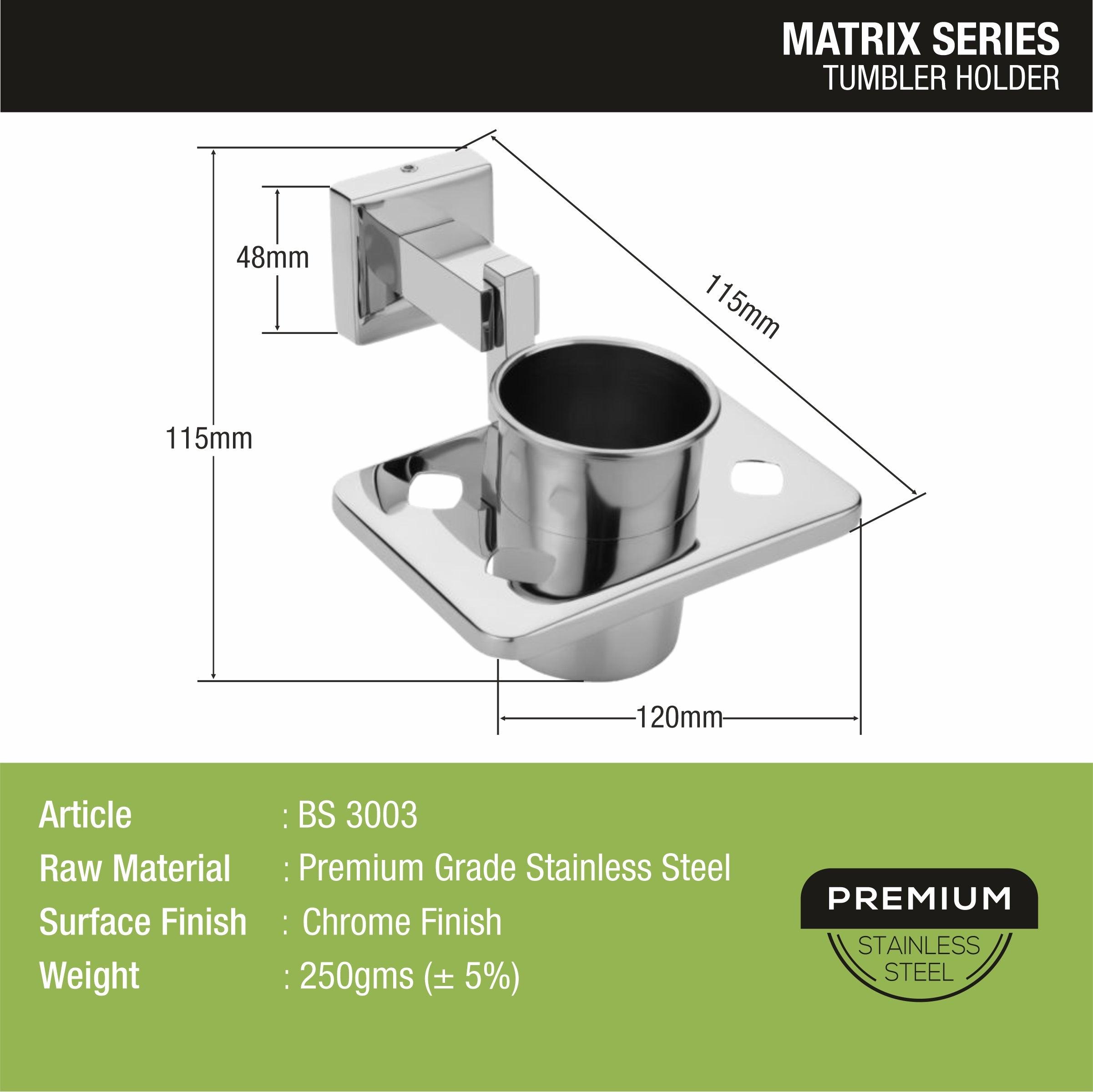 Matrix Tumbler Holder size and dimension